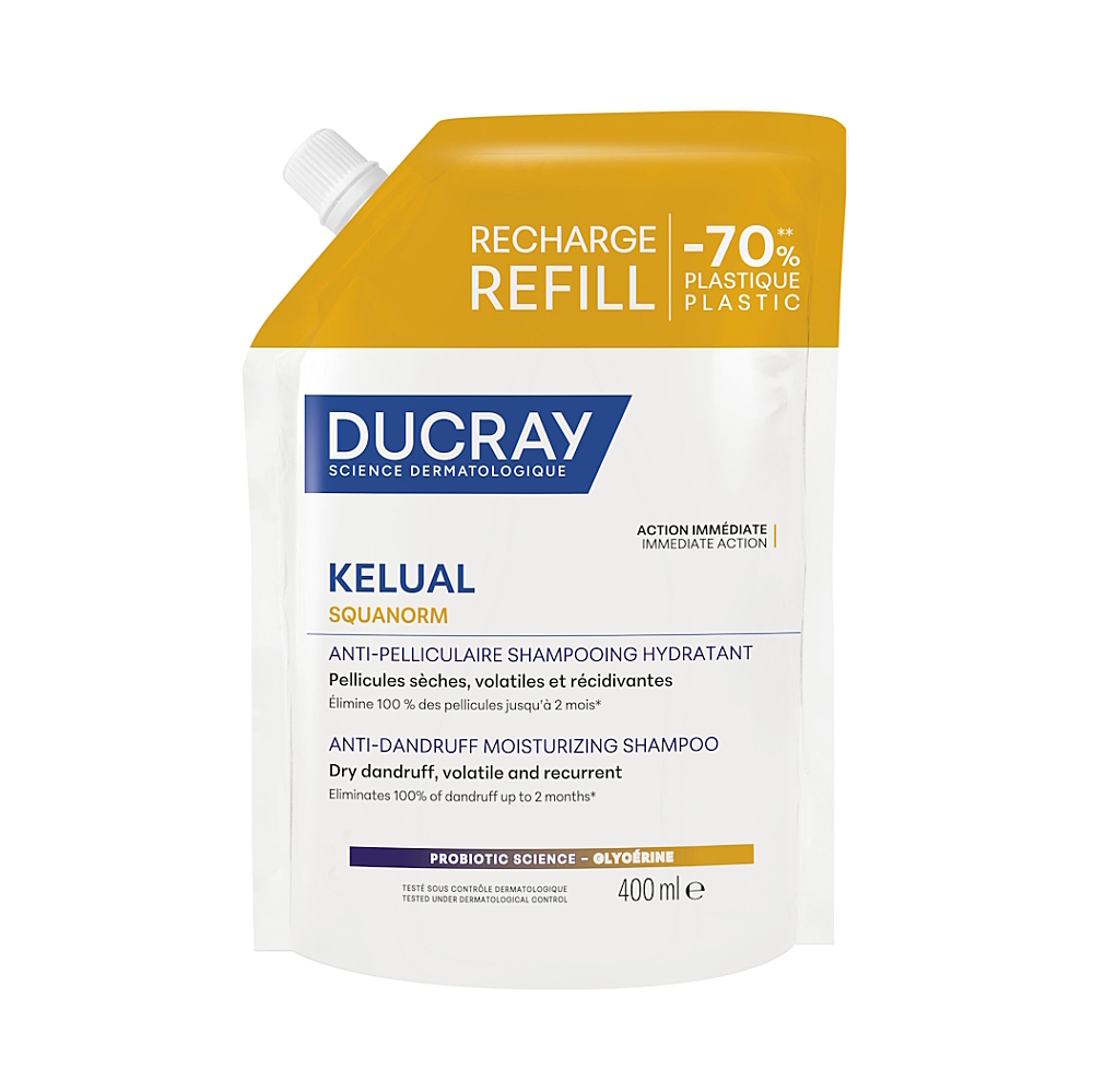 DUCRAY Kelual Squanorm šampón proti suchým lupinám náhradná náplň 400ml
