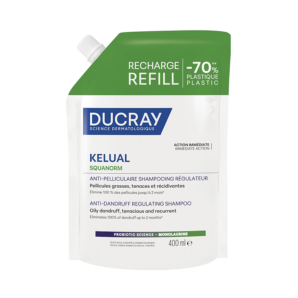 DUCRAY Kelual Squanorm šampón proti mastným lupinám náhradná náplň 400ml