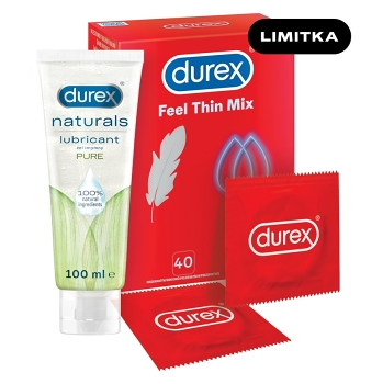 DUREX Feel thin mix 40 kusov + Naturals pure lubrikačný gel 100 ml ZADARMO