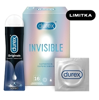 DUREX Invisible 16 kusov + Originals silicone gél 50 ml ZADARMO