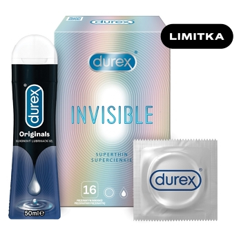 DUREX Invisible 16 kusov + Originals silicone lubrikačný gél 50 ml ZADARMO