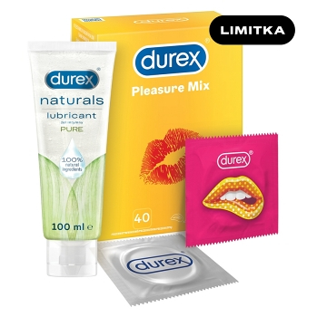 DUREX Pleasure mix 40 kusov + Naturals pure lubrikačný gél 100 ml ZADARMO