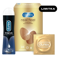 DUREX Real feel 16 kusov + Originals silicone gél 50 ml ZADARMO