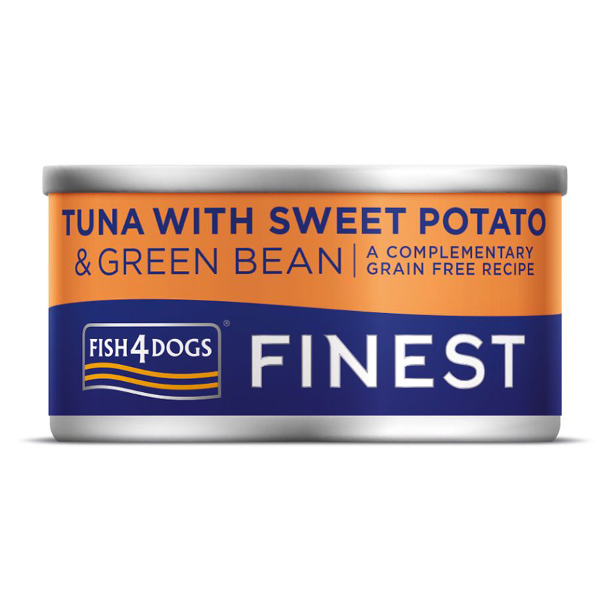 E-shop FISH4DOGS Konzerva pre psov Finest s tuniakom, sladkými zemiakmi a zelenými fazuľkami 85 g