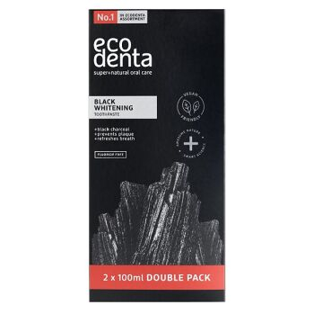 ECODENTA Čierna zubná pasta na bielenie zubov 2 x 100 ml (Prírodná zubná hygiena) - Ochranný, Bieliace, Prírodné