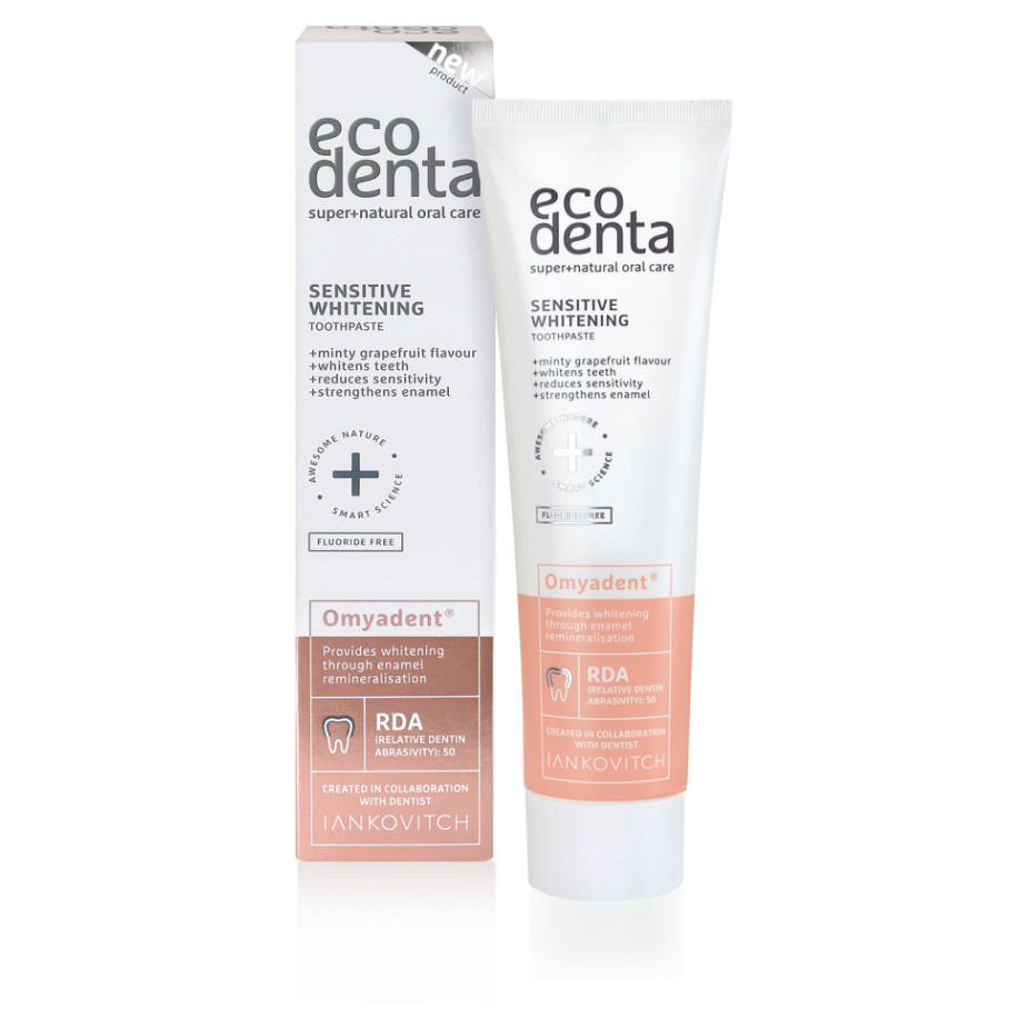 EcoDenta SENSITIVE WHITENING bieliaca zubná pasta na citlivé zuby, s omyadentom 100ml kúpite na Mojalekaren.sk