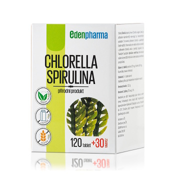 EDENPHARMA Chlorella + Spirulina tablety 120 + 30 ks ZADARMO (Detoxikácia celého tela)