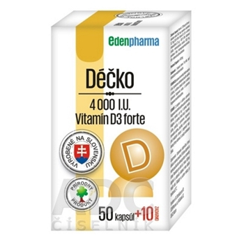 EDENPHARMA Déčko 4000 I.U. vitamín D3 forte 50+10 kapsúl ZADARMO