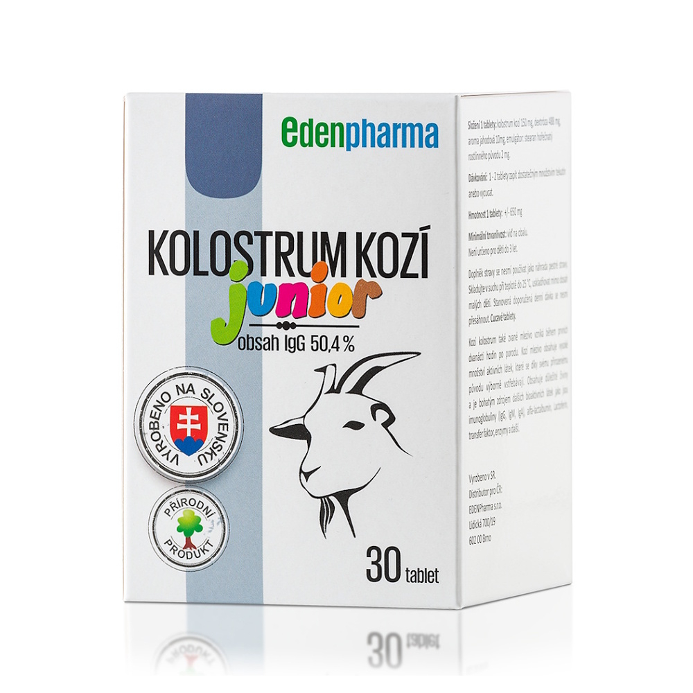 EDENPharma Kolostrum kozie Junior tablety na cmúľanie na podporu fyzickej a psychickej rovnováhy tela 30 tbl kúpite na Mojalekaren.sk