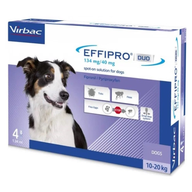 E-shop EFFIPRO DUO 134/40 mg spot-on pre psy M (10-20 kg) 1,34 ml 4 pipety