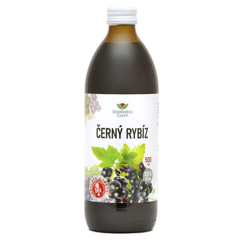 EKOMEDICA Čierne ríbezle 100% šťava 500 ml