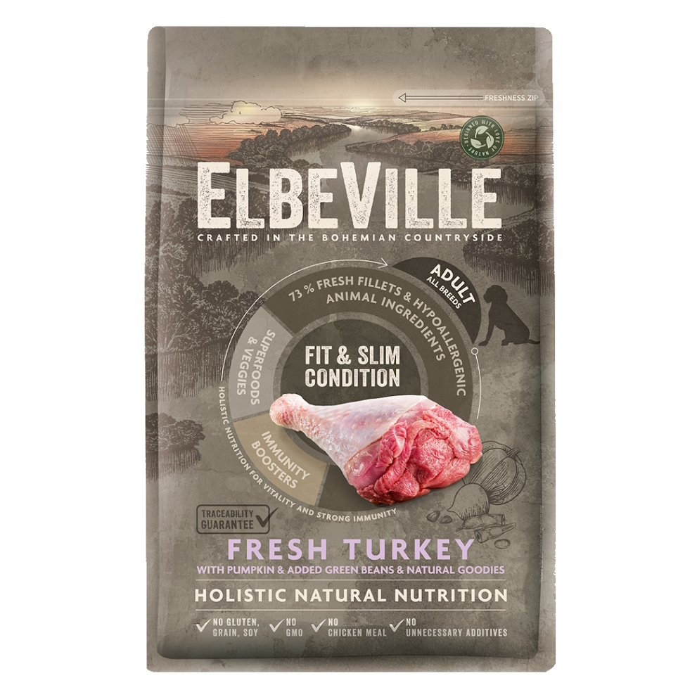 ELBEVILLE Fit and Slim Condition Fresh Turkey granule pre psov 1 kus, Hmotnosť balenia (g): 11,4 kg