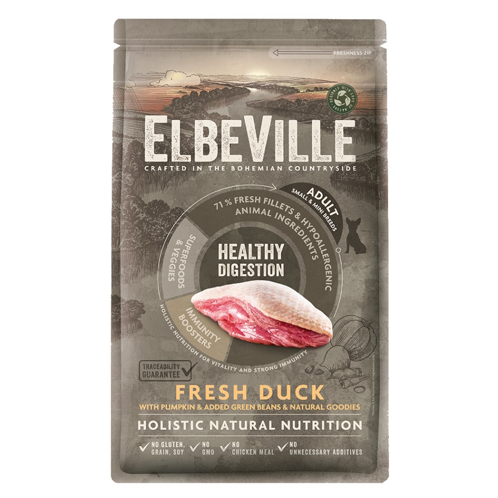 E-shop ELBEVILLE Healthy Digestion Fresh Duck granule pre psov 1 kus, Hmotnosť balenia (g): 4 kg
