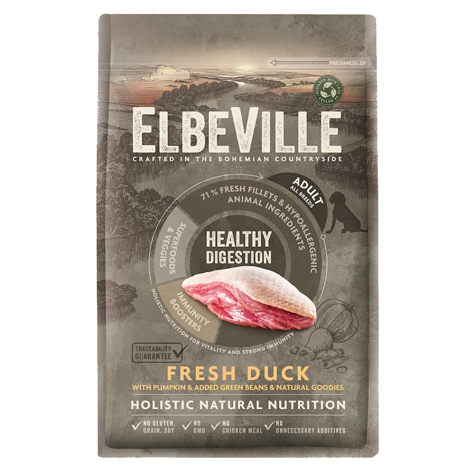 E-shop ELBEVILLE Healthy Digestion Fresh Duck granule pre psov 1 kus, Hmotnosť balenia (g): 11,4 kg