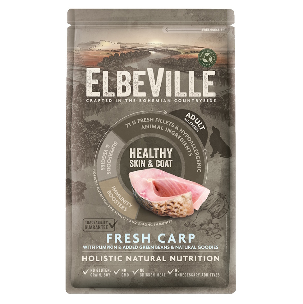E-shop ELBEVILLE Healthy Skin and Coat Fresh Carp granule pre psov 1 kus, Hmotnosť balenia (g): 1,4 kg