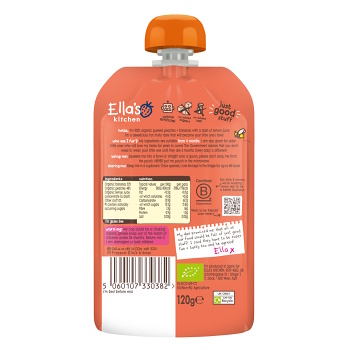 ELLA&apos;S KITCHEN Banán s broskyňou BIO 120 g (Desiatové kapsičky) - BIO - obrázok 2/2