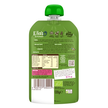 ELLA&apos;S KITCHEN Hruška hrášok a brokolica BIO 120 g (Desiatové kapsičky) - BIO - obrázok 2/2
