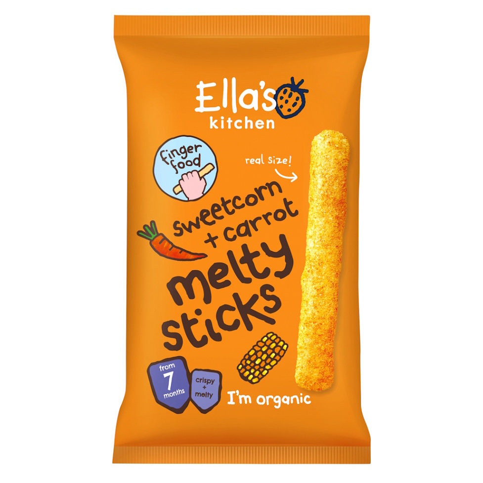 ELLA'S KITCHEN BIO Tyčinky kukurica a mrkva 16 g