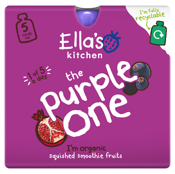 ELLA&apos;S KITCHEN Purple one ovocné pyré s čiernymi ríbezľami BIO 90 g x 5 kusov (Desiatové kapsičky) - BIO - obrázok 1/2