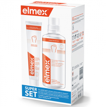ELMEX Caries Protection ústna voda 400 ml + Zubná pasta 75 ml