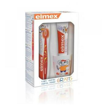 ELMEX detská zubná pasta 50 ml + kefka 3-6 rokov + kelímok