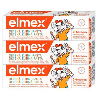ELMEX Kids Detská zubná pasta pre deti od prvého zúbku do 6 rokov 3 x 50 ml (Zubné pasty pre deti) - Čistiace, Ochranný - obrázok 1/4