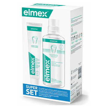 ELMEX Sensitive ústna voda 400 ml + Zubná pasta 75 ml
