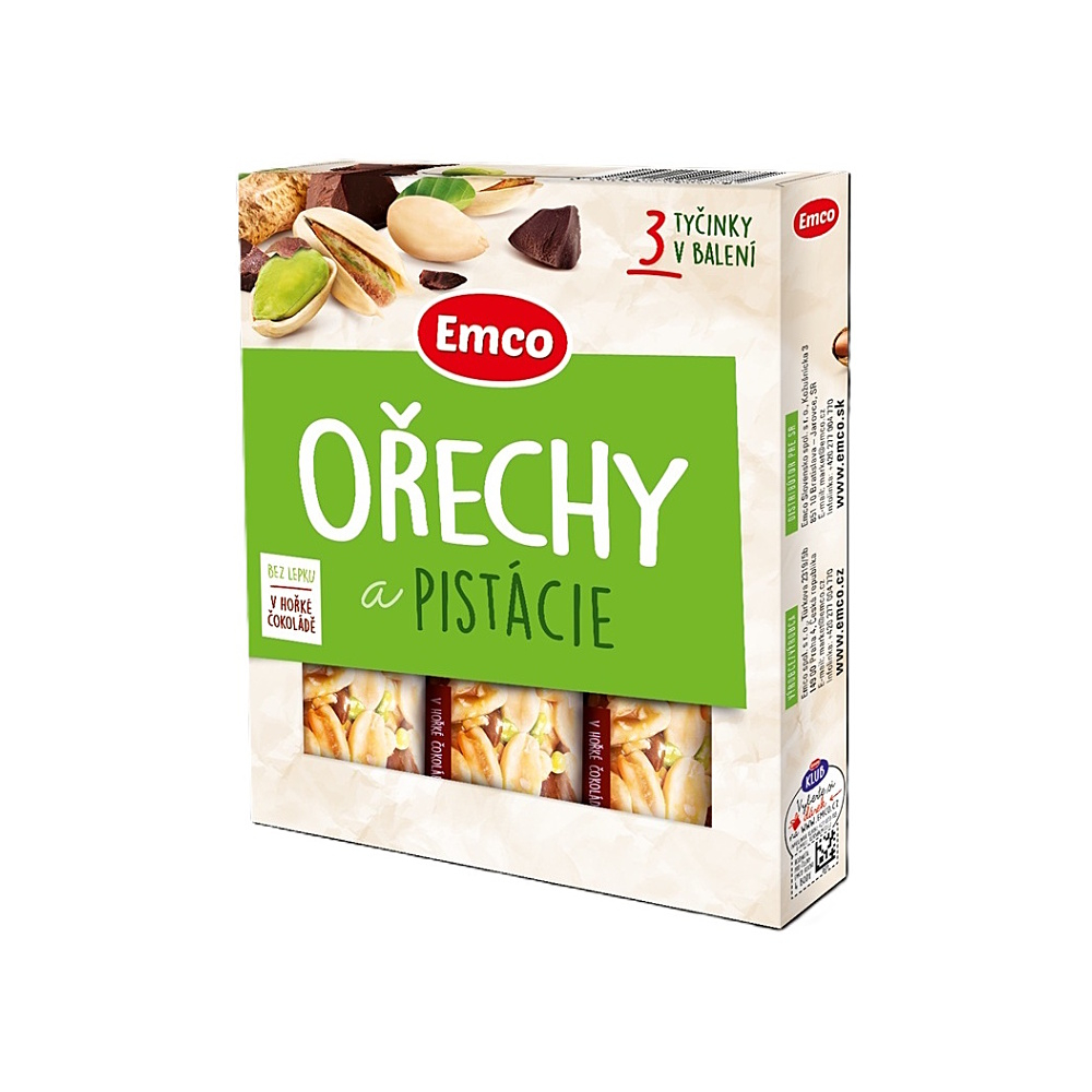 EMCO Tyčinka orechy pistácie 3 x 35 g