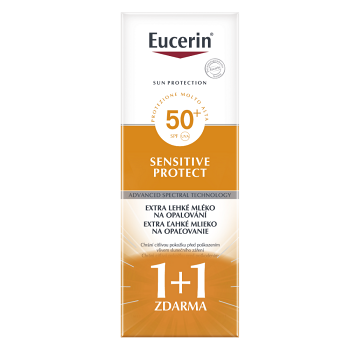 EUCERIN Sun Extra ľahké mlieko na opaľovanie Sensitive Protect SPF 50+ 2x150 ml (1+1 zadarmo)