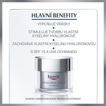 EUCERIN hyaluron-filler+3 x effect dennný krém 50 ml (Dermokozmetika pleťové krémy) - Dermokozmetika - obrázok 2/4