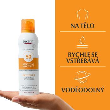 EUCERIN Sun Dry Touche Transparentný sprej na opaľovanie SPF 50 200 ml