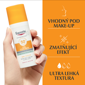 EUCERIN Sun Oil Control Opaľovací krémový gél na tvár SPF 50+ 50 ml (Dermokozmetika opaľovacie krémy) - Dermokozmetika - obrázok 3/4