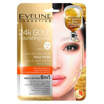 EVELINE 24k Gold Ultra oživujúca vyživujúca pleťová textilná maska s 24k zlatom 20 ml