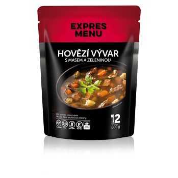 EXPRES MENU Hovädzí vývar so zeleninou 2 porcie (Bezlepkové hotové jedlá a polievky) - Slané