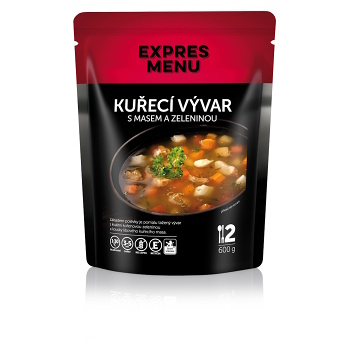 EXPRES MENU Kurací vývar s mäsom a zeleninou bez lepku 2 porcie (Bezlepkové hotové jedlá a polievky)