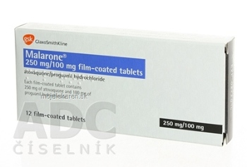 MALARONE tbl flm 250 mg/100 mg (blis.PVC/Al/papier-bezpeč.bal.) 1x12 ks