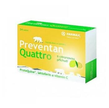 FARMAX Preventan Quattro s citrónovou príchuťou 24 tabliet, expirácie