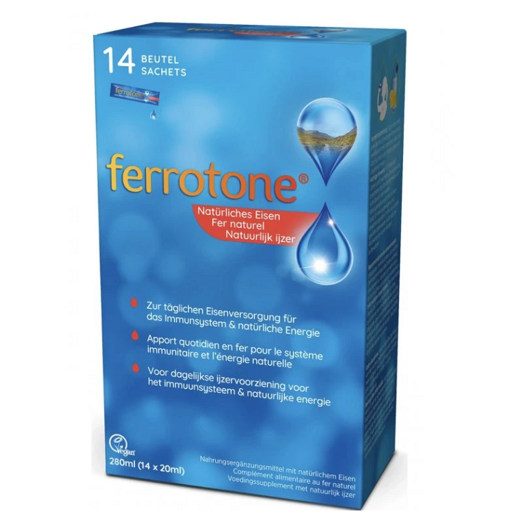 FERROTONE® Prírodný zdroj železa vrecúška s obsahom železa 14 ks