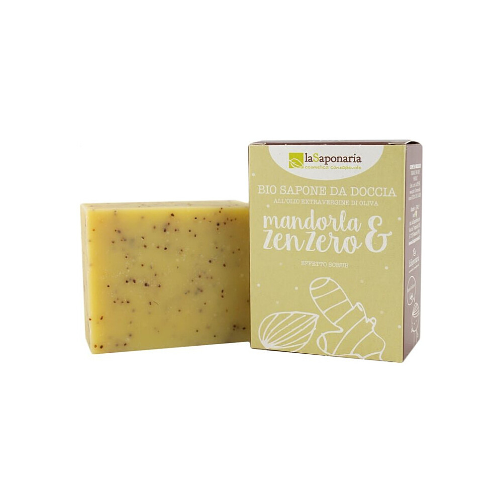 E-shop LA SAPONARIA Tuhé olivové mydlo peelingové BIO Mandle a zázvor 100 g