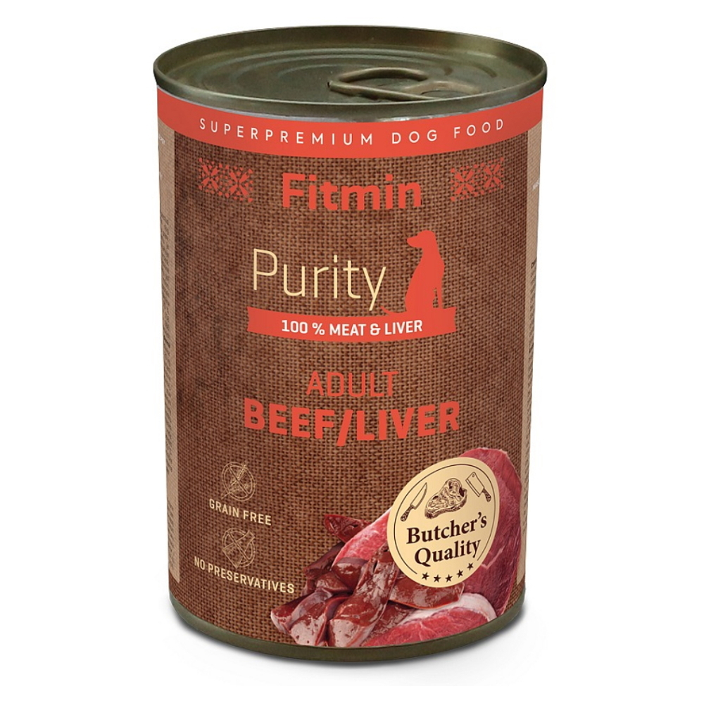 E-shop FITMIN Dog Purity tin konzerva hovädzie s pečeňou pre psov 400 g