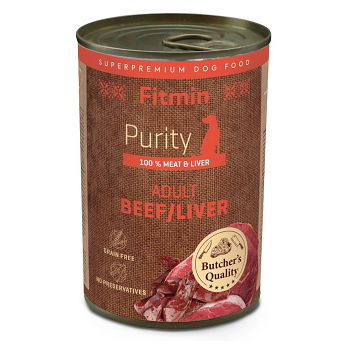 FITMIN Dog Purity tin konzerva hovädzie s pečeňou pre psov 400 g (Konzervy pre psov) - 100% mäsové