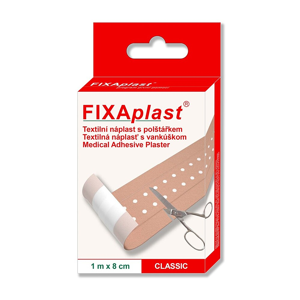 FIXAPLAST Classic náplasť textilná s vankúšikom 1 m x 8 cm kúpite na Mojalekaren.sk