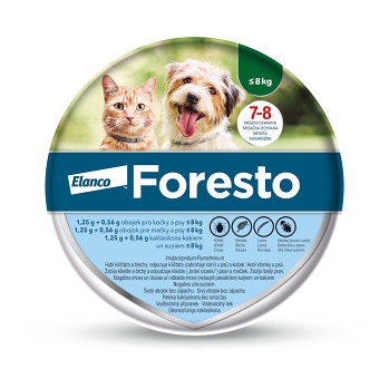 FORESTO 1,25 g + 0,56 g Obojok pre mačky a psy do 8 kg dĺžka 38 cm (Obojky proti kliešťom a blchám pre psov) - Vodeodolné - obrázok 1/4