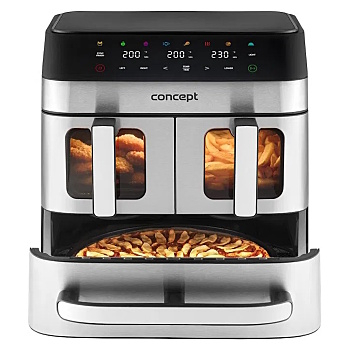 CONCEPT FR9000 Teplovzdušná fritéza pizza trio 18,5 l (Teplovzdušné fritézy) - Automatické, Elektrické, S termoreguláciou, Do zásuvky, Svietiaci, Časovač