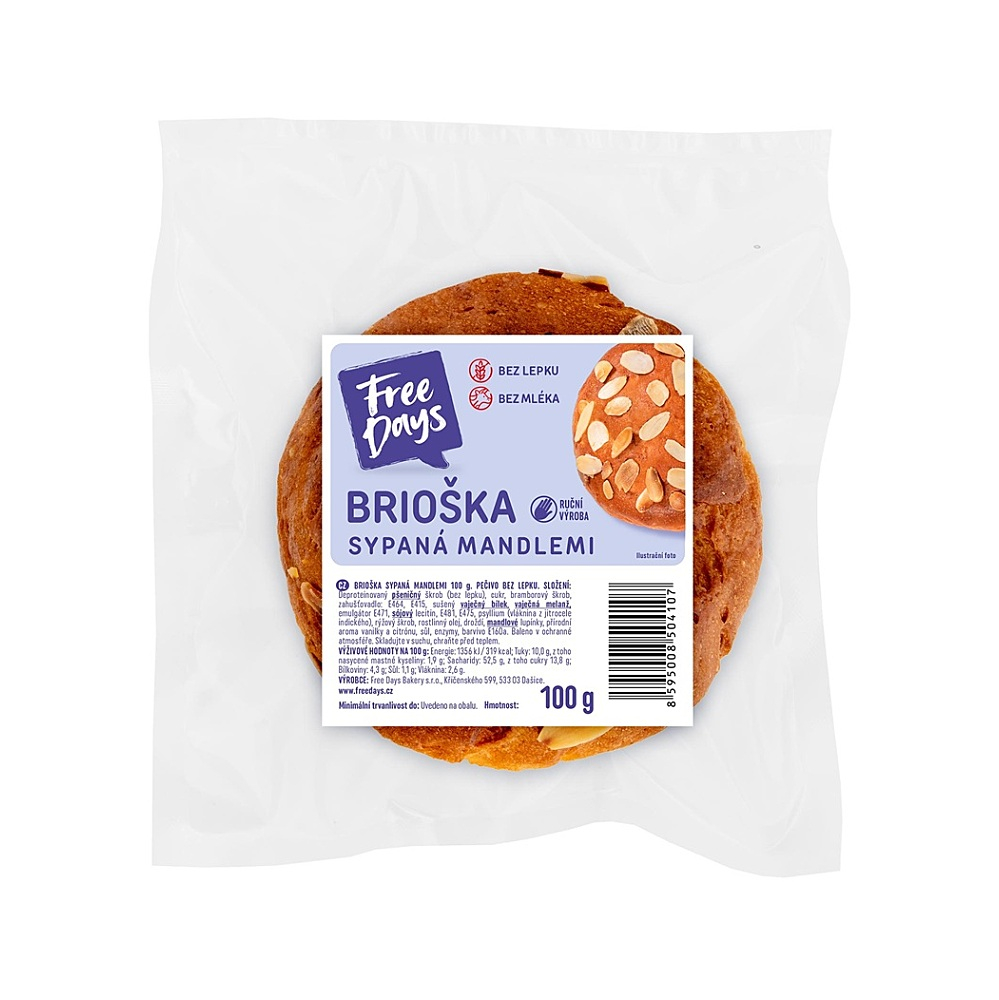 FREE DAYS bezlepková brioška sypaná mandľami 100 g