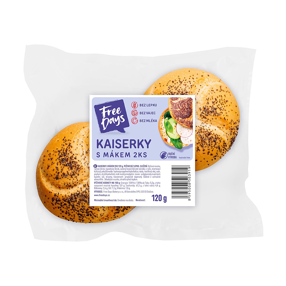 E-shop FREE DAYS Bezlepkové kaiserky s makom 2 kusy