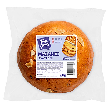 FREE DAYS Sviatočný mazanec bez lepku 280 g (Čerstvé bezlepkové pečivo)