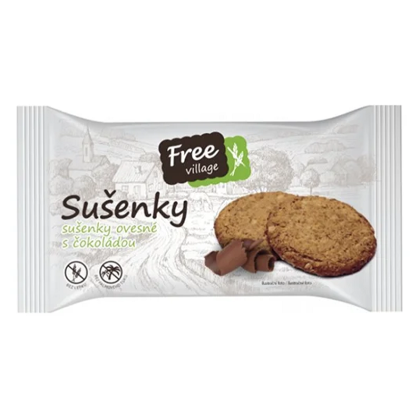 E-shop FREEVILLAGE Sušienky ovsené s čokoládou bez lepku 50 g