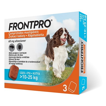 FRONTPRO® antiparazitárne žuvacie tablety pre psov (10-25 kg) 68 mg 3 kusy