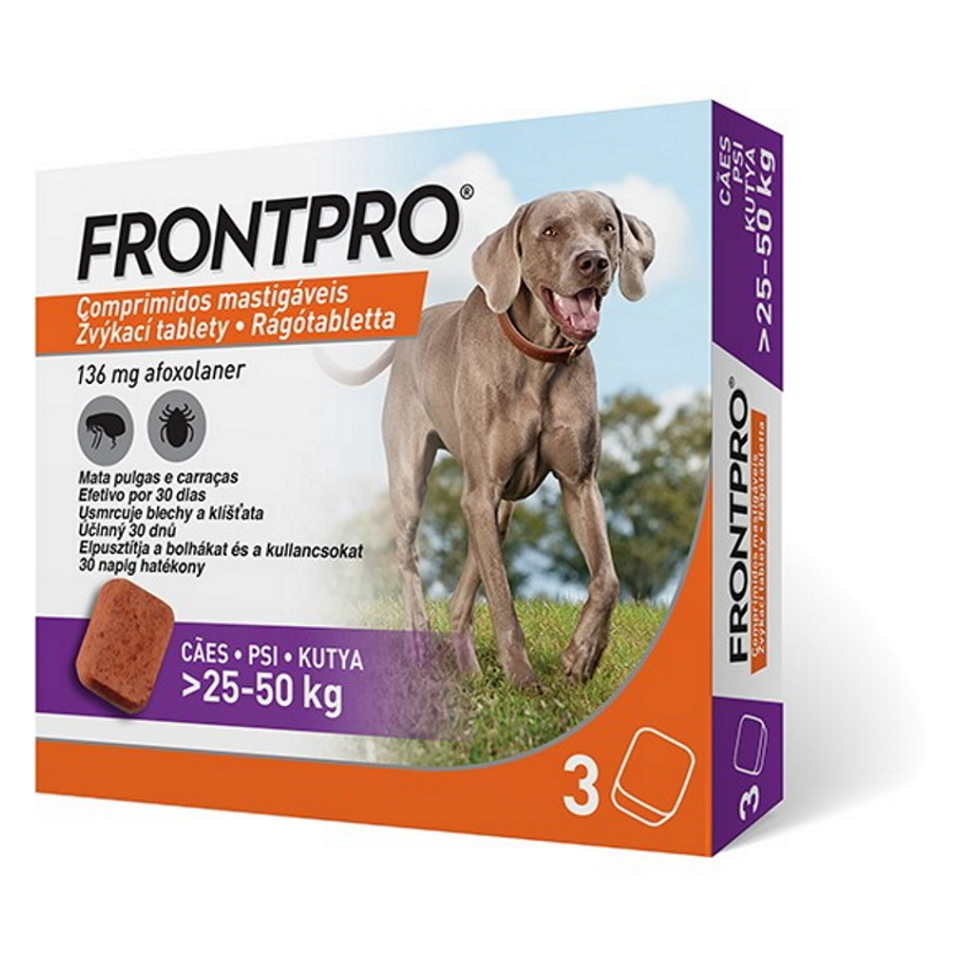 E-shop FRONTPRO® antiparazitárne žuvacie tablety pre psov (25-50 kg) 136 mg 3 kusy